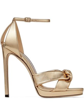 Jimmy Choo London Rosie 120mm metallic-effect sandals - Gold