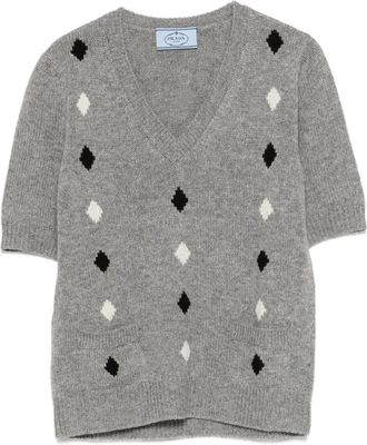 Prada T-shirt con scollo a V - Grigio