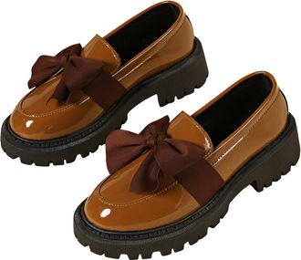 Generic Womens Loafers with Bow Comfortable Slip On Flat Shoes Casual Comfort Round Toe Slip on Dress Shoes Lightweight Breathable Low Heel Shoes for Work