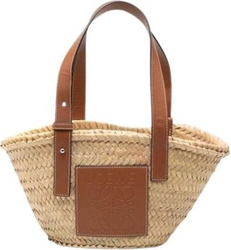 Loewe Pre-owned Raffia Tote Bag - Dames - Vintage Shopper - Beige - ONE Size - Leer - Vintage