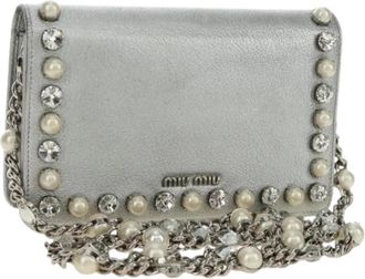 Miu Miu Pre-owned Shoulder Bag - Dames - Vintage Schoudertas - Grijs - ONE Size - Leer - Vintage