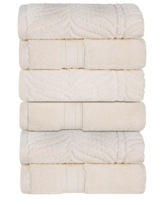 Superior Set Of 6 Zero Twist Cotton Elegant Chevron Soft Absorbent Assorted Hand Towels