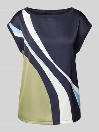 s.Oliver Black Label Comfort Fit Blusentop aus Baumwoll-Mix in Marine, Gr&ouml;&szlig;e 42