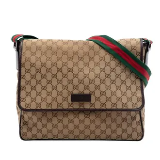 Gucci Pre-owned Gucci GG Canvas Web Flap Messenger Bag Unisex 1NMF5QZFYWYCEA3X