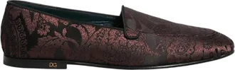 Dolce & Gabbana Schoenen, Heren, Bruin, 44 EU, Leer, Jacquard Leather Slip On Loafers