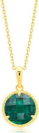MAX + STONE 14k Yellow or White Gold Roped Halo 8mm Round Gemstone Pendant Necklace