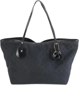 Gucci Pre-owned Tote Bags, female, Black, Size: ONE SIZE Pre-owned Canvas Tote Bag