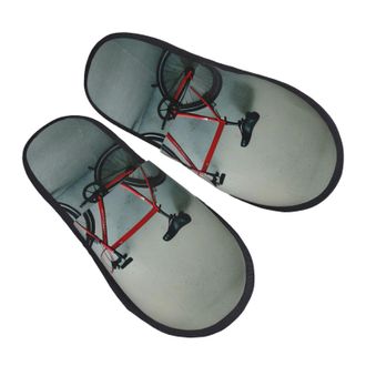 Generic Home Slippers Retro Bicycle Pattern Printing Slippers Warm Comfy House Shoes For Bathroom Women Winter M