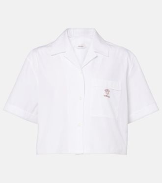 Versace Camisa cropped de popel&iacute;n de algod&oacute;n