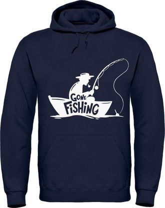 Urban Road Gone Fishing Hoody Angling Hooded Top Clothing Gift Printed Sweatshirt Hoodie (Navy, 5x_l)