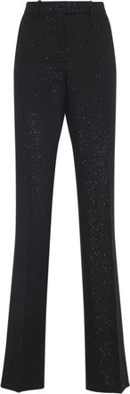 Tom Ford Pailletten Wollen Mix Cr&ecirc;pe Getailleerde Rechte Broek - Dames - Wijde Broeken - Zwart - 2XS - Wol - Broeken
