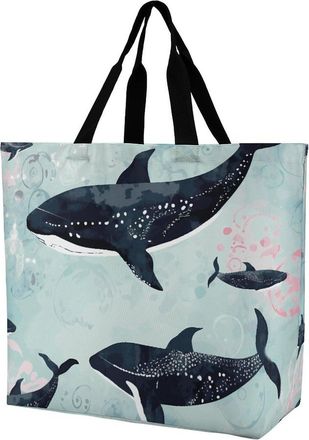 Generic Whale Tote Bag Reusable Carry Bag Durable Shopping Bags For Travel Daily Use Casual
