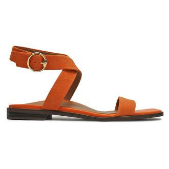 Vionic Anaya Leather Womens Flats Sandals - Marmalade - Size:UK 5.5