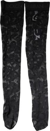 Dolce & Gabbana Womens Black Floral Lace Cotton Stretch Stockings Socks Nylon Elastane Clothing