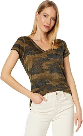 Lucky Brand Camo Burnout T-Shirts Womens T Shirt Green : LG (US 10-12), Polyester/Cotton