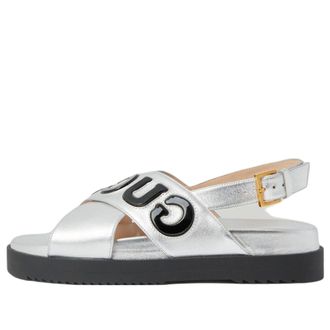 Gucci (WMNS) Gucci Sandal with Logo Script Silver Black 738691-AABYB-8149
