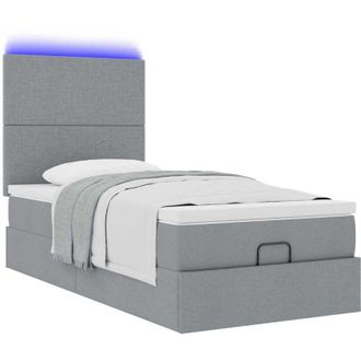 vidaXL Estructura Cama Otomana Con Colch&oacute;n Tela Gris Claro 100x200cm Vidaxl