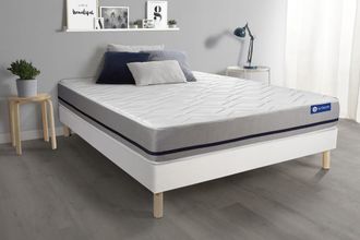 Actisom Somier blanco + colch&oacute;n con espuma viscoel&aacute;stica 120 x 195