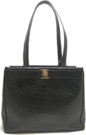 Ferragamo Black Leather Tote Bag (Pre-Owned)
