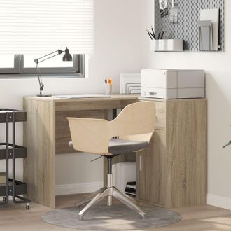 Berkfield Home Corner Desk Sonoma Oak 102x88x75 cm Engineered Wood in Pink | Size: 102 x 88 x 75 cm