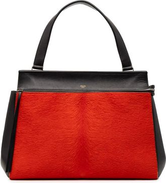 Celine Pre-owned Celine Medium Bicolor Leather and Pony Hair Edge Handbag Ladies S-GM-1102