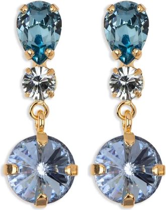 Jennifer Behr Trystan earrings - women - 18k Gold Plated Rhodium/Synthetic Crystal - One Size - Blue