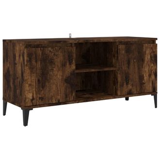 vidaXL Vidaxl - Mueble Para Tv Con Patas De Metal Roble Ahumado 103,5x35x50 Cm