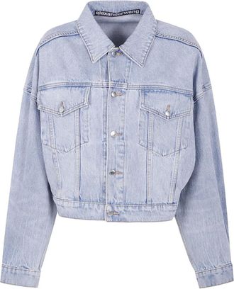 Alexander Wang Giacca denim con effetto schiarito - Blu