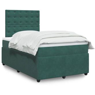 vidaXL Cama Box Spring Con Colch&oacute;n Terciopelo Verde Oscuro 120x190 Cm Vidaxl