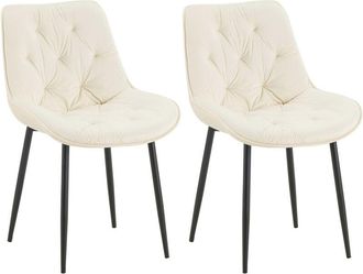 Clp Lote De 2 Sillas De Comedor Terciopelo Wallace Crema