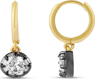 SHYMI Prong-Set Oval Cubic Zirconia Drop Earrings in Gold/black at Nordstrom