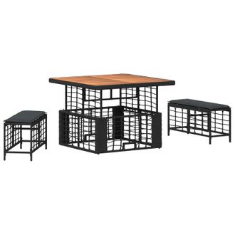 vidaXL Conjunto De Comedor De Jard&iacute;n Con Coj&iacute;n 3 Pcs Negro Y Gris Vidaxl