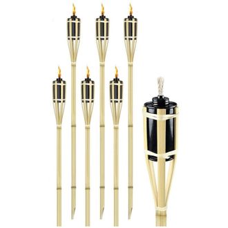 Trade Shop Trade Shop - Set 6 Pz Torcia En Bambuc Natural 120 Cm Da Giardino Para External Con Stoppino 011843