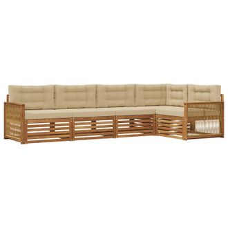 vidaXL Conjunto De Sof&aacute;s De Exterior Con Coj&iacute;n 5 Pcs Natural Y Beige Vidaxl