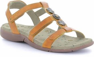 Taos Womens Natural Flat Sandal In Golden Yellow