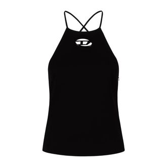 Diesel Sleeveless Tops, female, Black, Size: 2XS T-Elma Halterneck Top