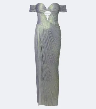 Maria Lucia Hohan Abito lungo bustier Edena in seta pliss&eacute;