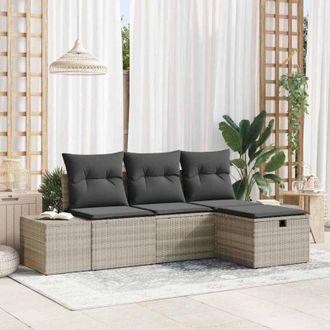 vidaXL Conjunto De Sof&aacute; De Jard&iacute;n 4 Pcs Gris Claro 55 X 62 X 69 Cm Vidaxl