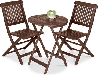 Best Choice Products 3-Piece Acacia Wood Bistro Set, Folding Patio Furniture w/ 2 Chairs, Table - Brown