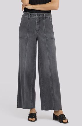 NYDJ Simone Seamed Raw Hem High Waist Wide Leg Jeans in Dusty Ash at Nordstrom, Size 12