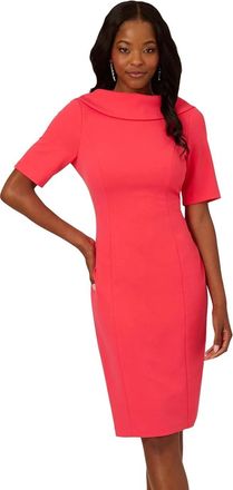Adrianna Papell Sheath Dress Womens Rose Stretch Short Sleeve Party KFC938
