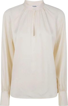 Filippa K Strik blouse - Dames - Blouses - Wit - M - Polyester - Overhemden
