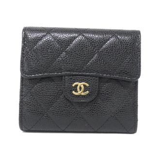 Chanel Black Bordeaux Grained Calfskin Wallet (Tri-Fold) (Pre-Owned)