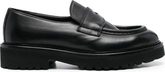 Doucal's Elegante Zwarte Loafers - Dames - Loafers - Zwart - 39 EU - Leer - Schoenen