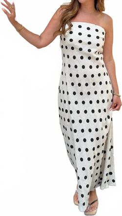 Olivaceous Camila Polka Dot Midi Dress In Natural Black