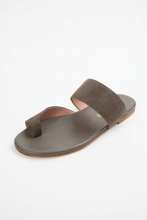 Gia Borghini Zefiro Flat Suede Sandals In Taupe