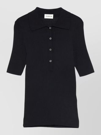 Parosh knit polo collar top ribbed short sleeves