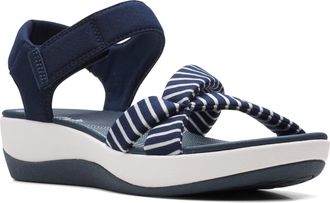 Clarks Womens Arla Gracie Sandal, Navy White Textile, 3 UK
