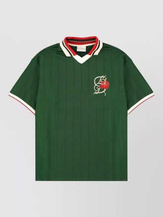 Dr&ocirc;le de Monsieur hibiscus polo shirt contrast trim neckline