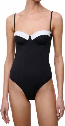 Staud Maeve One Piece Swimsuit In Black/white